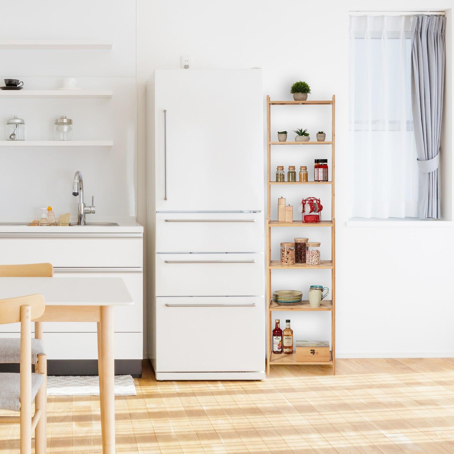 B2X Hohes Badezimmerregal aus Bambus  