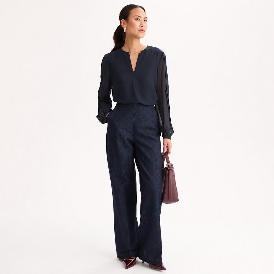 La Redoute Collections Blouse col V manches longues avec dentelle  