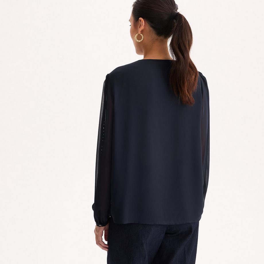 La Redoute Collections Blouse col V manches longues avec dentelle  