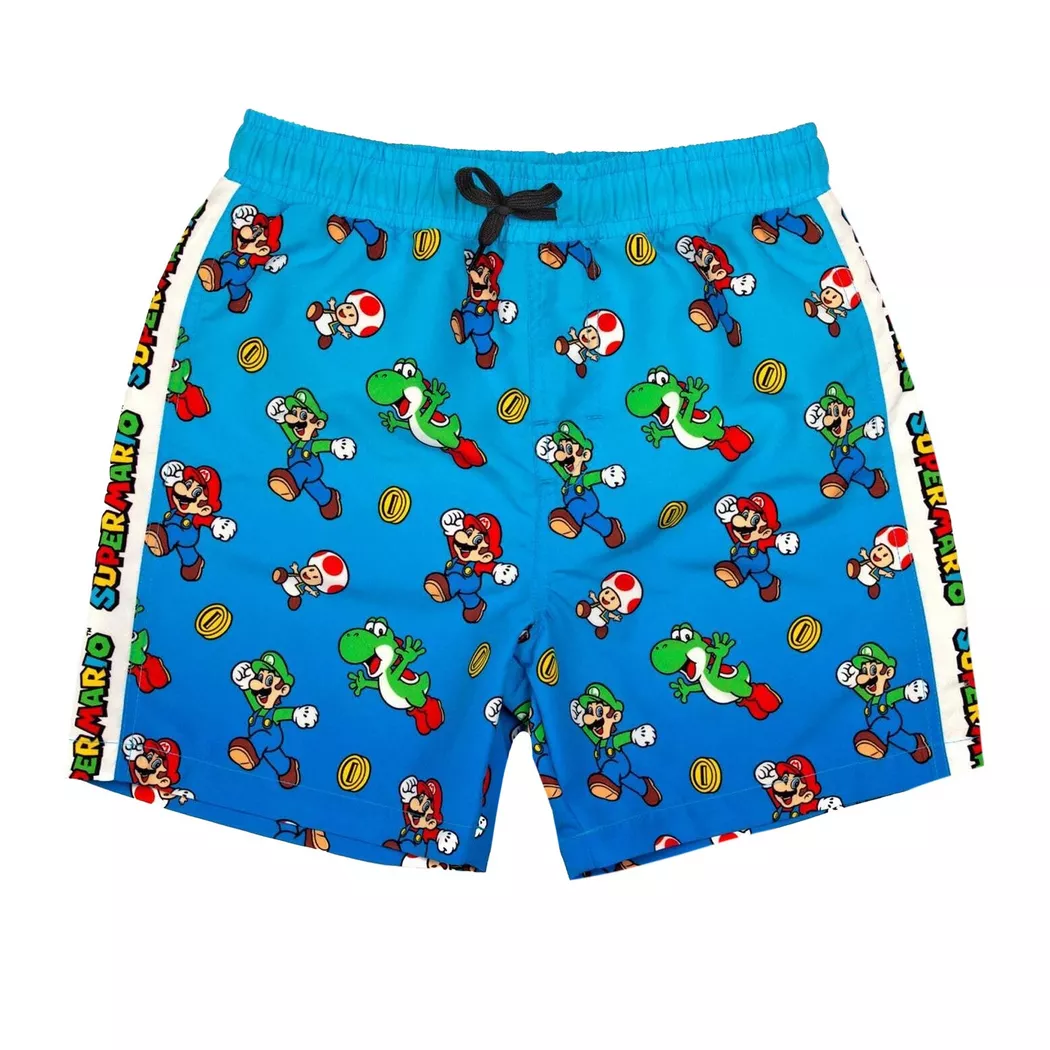 Super Mario - Badeshorts, 104, Stahlblau