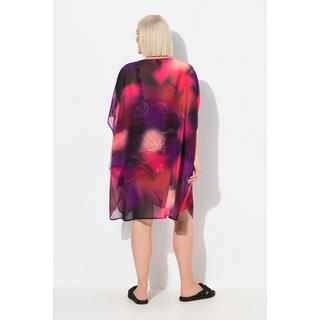 Ulla Popken Chiffon Oversized V-Ausschnitt Halbarm Tunika  