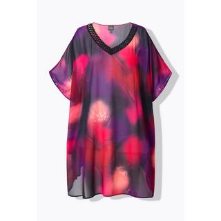 Ulla Popken Chiffon Oversized V-Ausschnitt Halbarm Tunika  