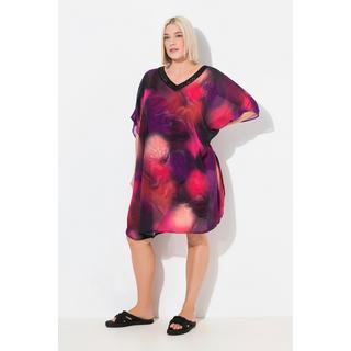 Ulla Popken Chiffon Oversized V-Ausschnitt Halbarm Tunika  