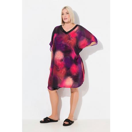 Ulla Popken Chiffon Oversized V-Ausschnitt Halbarm Tunika  