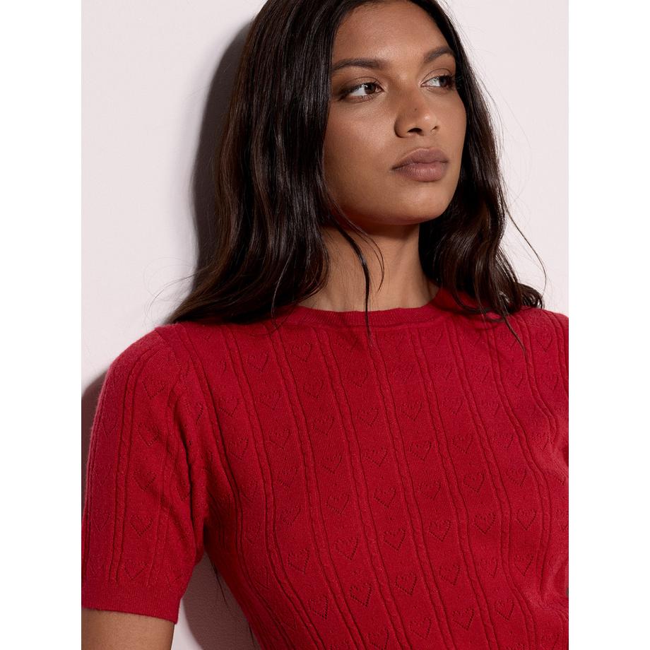 APRICOT T-shirt en maille pointelle à cœurs  