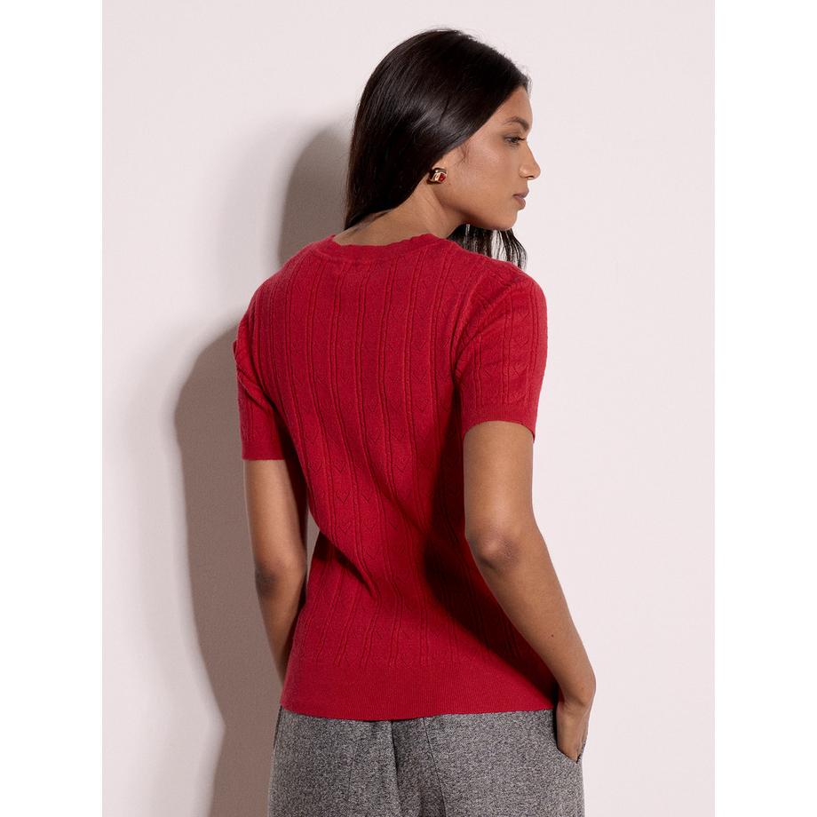 APRICOT T-shirt en maille pointelle à cœurs  
