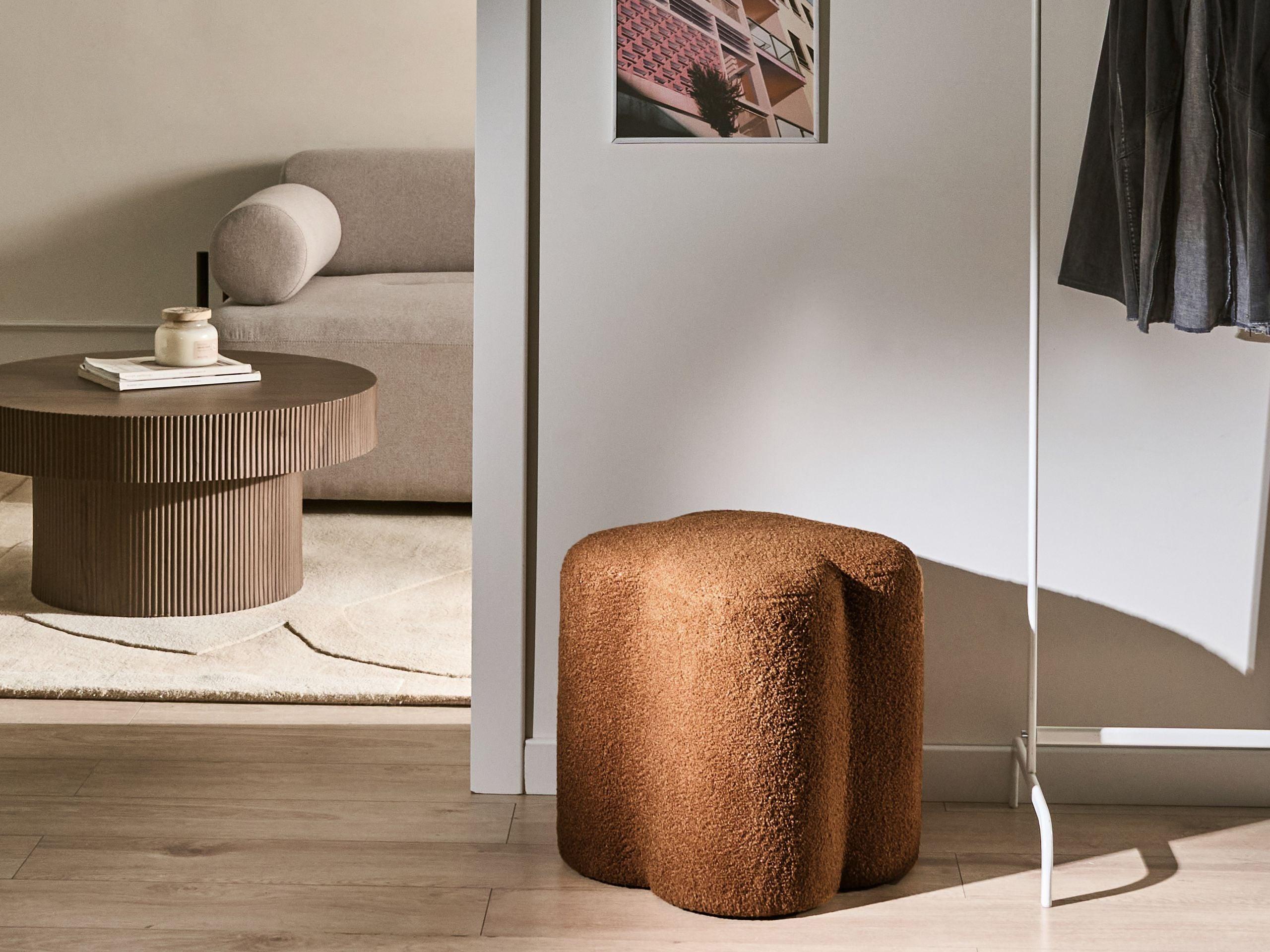 Beliani Pouf en Bouclé Traditionnel MANCOS  