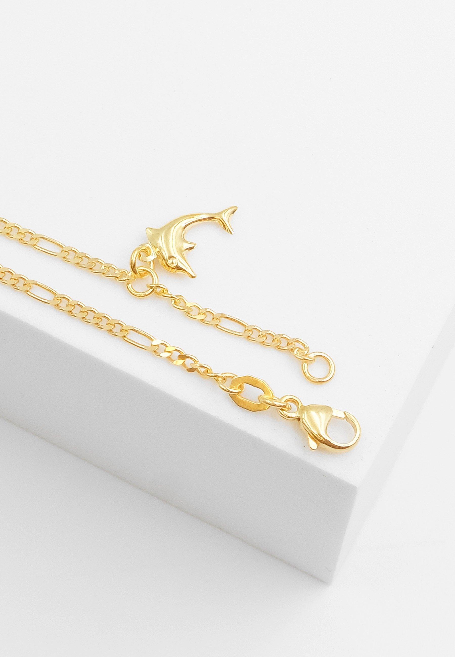 MUAU Schmuck  Bracelet Figaro Delfin Gelbgold 750, 1.8mm, 16cm 