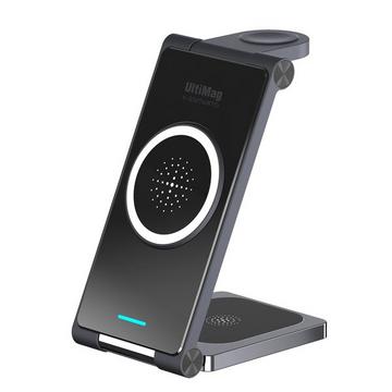 UltiMag TrioFold Auricolare, Smartphone, Orologio intelligente Nero USB Carica wireless Ricarica rapida