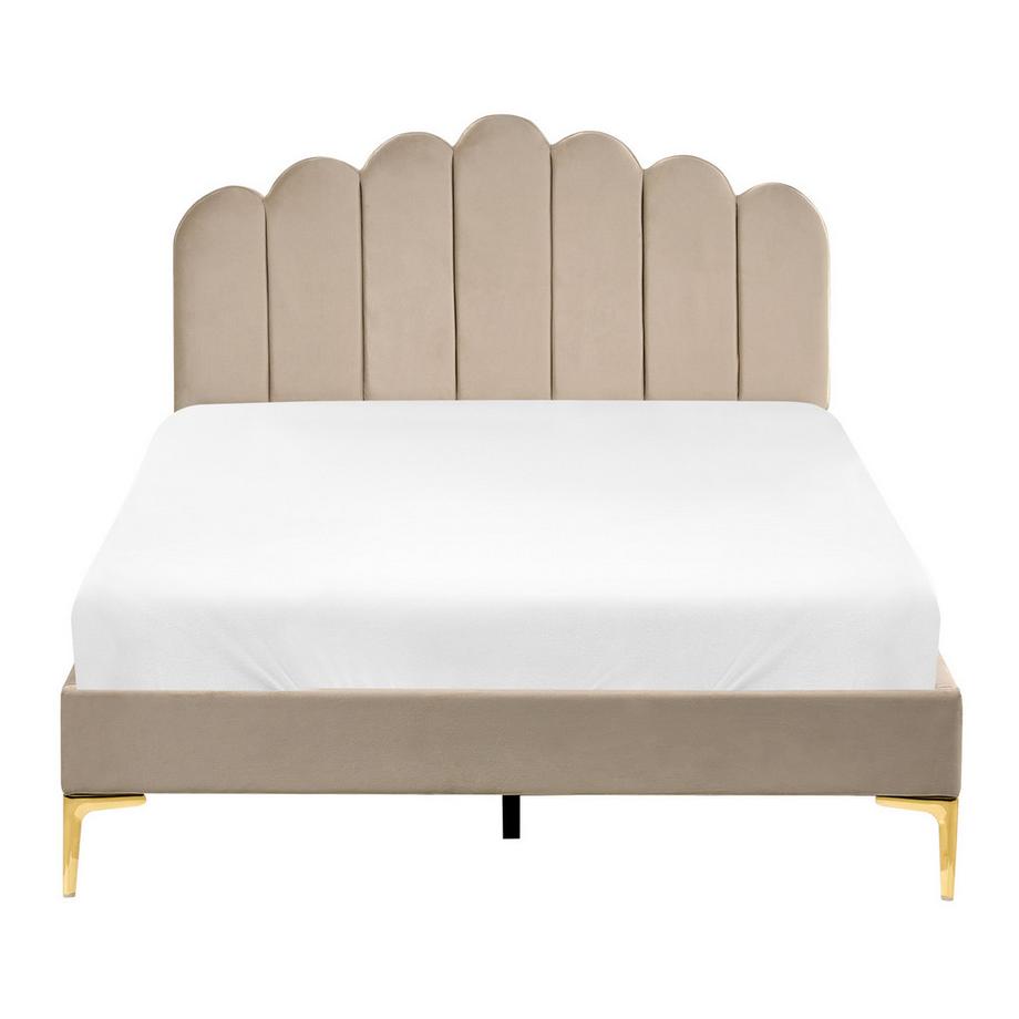 Beliani Lit avec sommier en Velours  SAUVIAN  