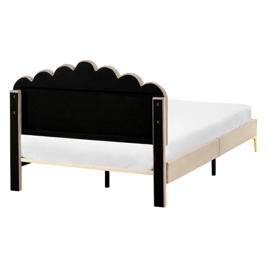 Beliani Lit avec sommier en Velours  SAUVIAN  
