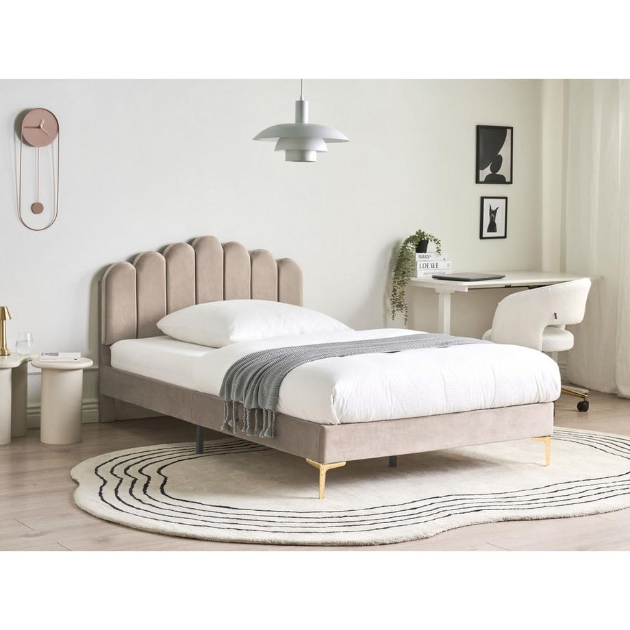 Beliani Lit avec sommier en Velours  SAUVIAN  