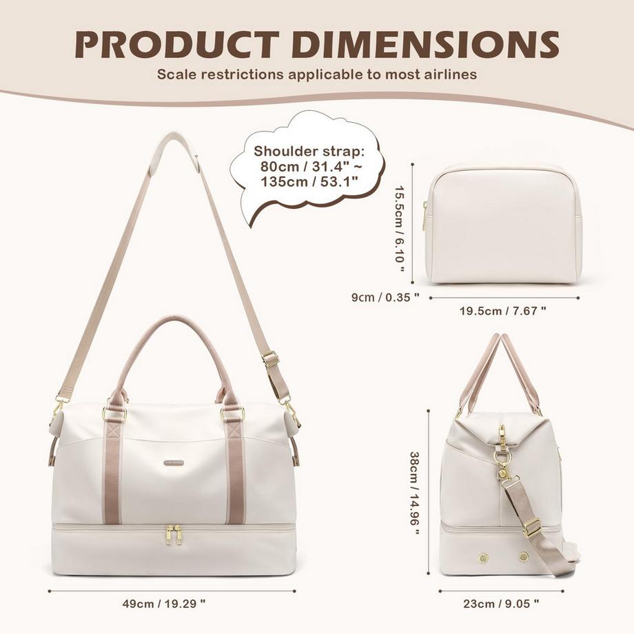 Only-bags.store Borsa da viaggio grande con scomparto scarpe borsa cosmetici e scomparto umido  