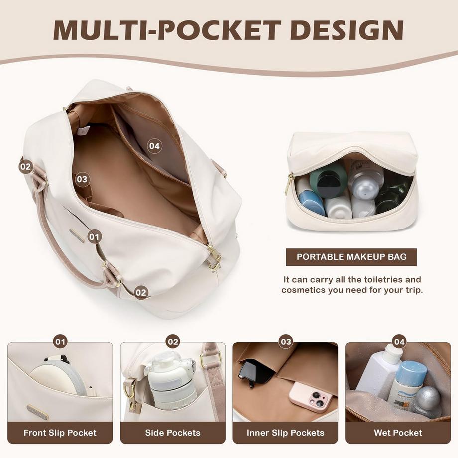 Only-bags.store Borsa da viaggio grande con scomparto scarpe borsa cosmetici e scomparto umido  