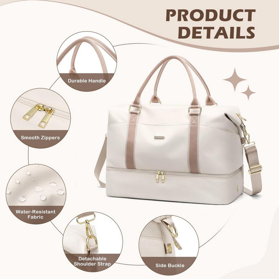 Only-bags.store Borsa da viaggio grande con scomparto scarpe borsa cosmetici e scomparto umido  