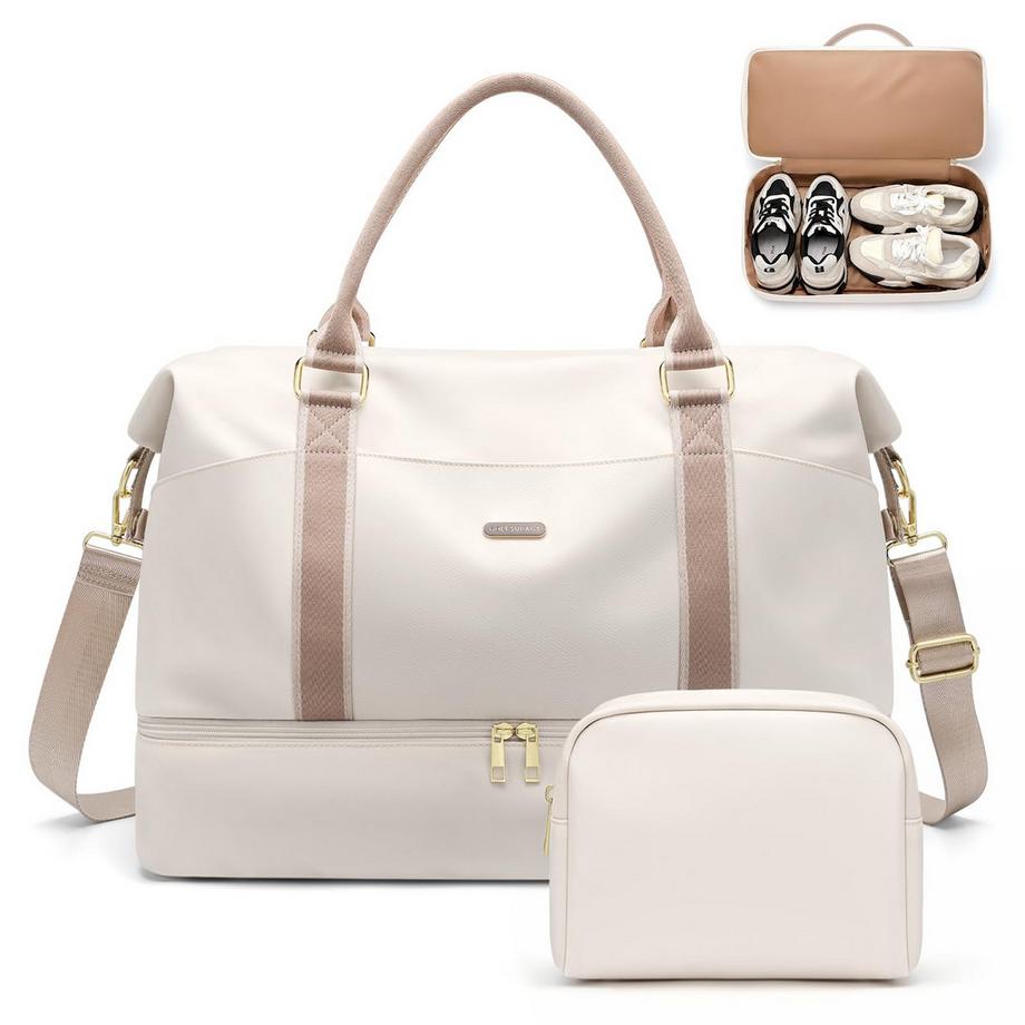 Reisetasche, Große Handgepäcktasche mit Kosmetiktasche, Schuhfach & Nassfach