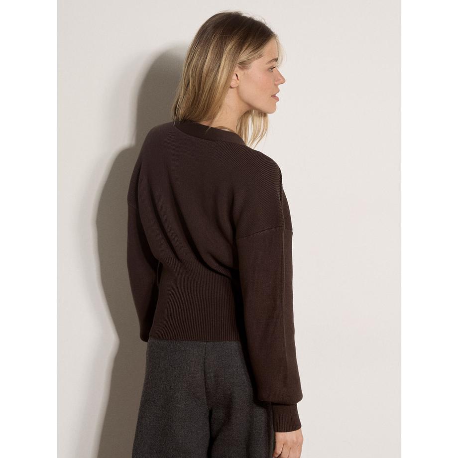 APRICOT Gerippte Strickjacke mit gehämmertem Knopf  