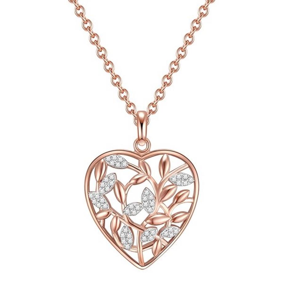 Halskette Herz/Funkelnde Blätter