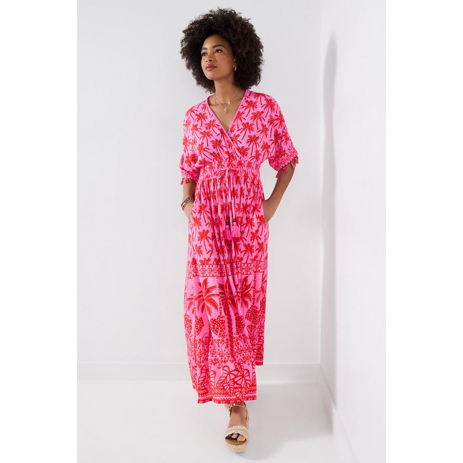 Joe Browns Maxikleid Palmenprint Fledermausärmel  