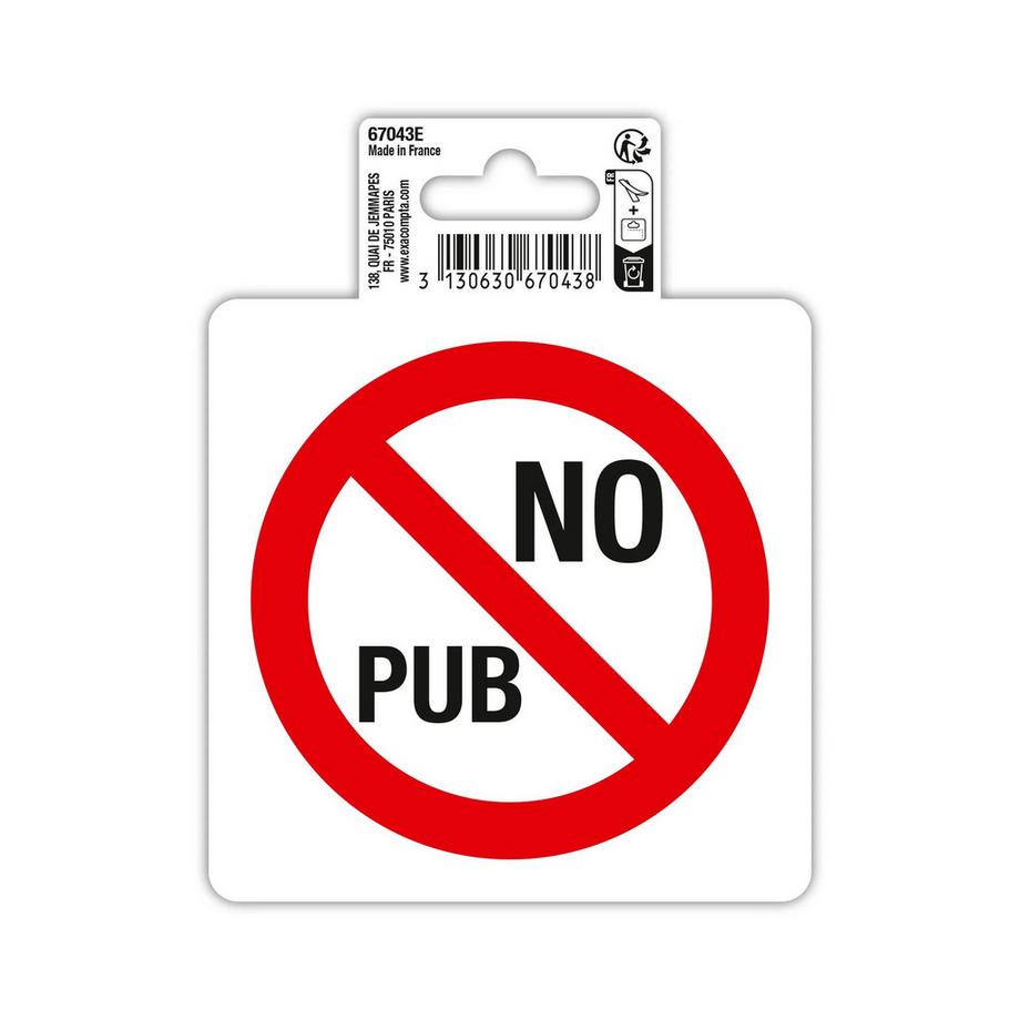 Exacompta Panneau PVC adhésif antidérapant No pub 10 cm  