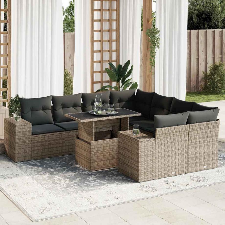 VidaXL set di divani da giardino Polirattan  