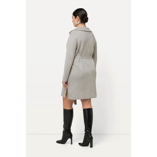 Ulla Popken Robe en maille Ceinture Col chemise Encolure en V Manches longues  