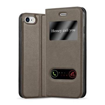 Housse compatible avec Apple iPhone 7 / 7S / 8 / SE 2020 - Coque de protection avec fermeture magnétique, fonction de support et 2 fenêtres de visualisation