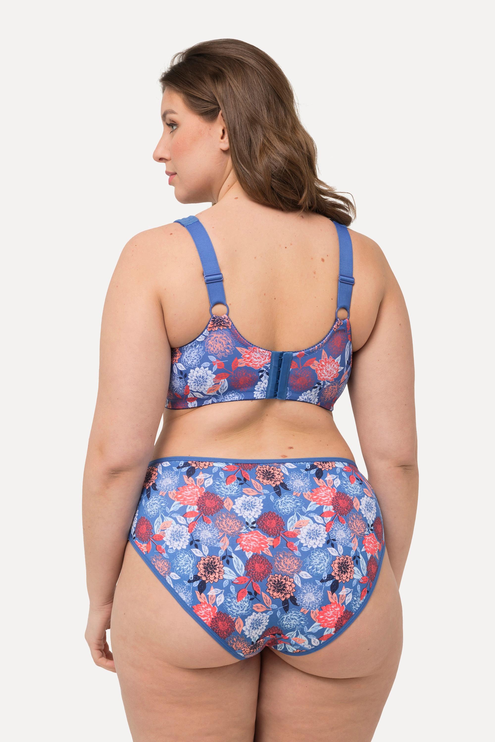 Ulla Popken  Soutien-gorge de maintien, imprimé floral. Sans armatures, bonnet C-F. 