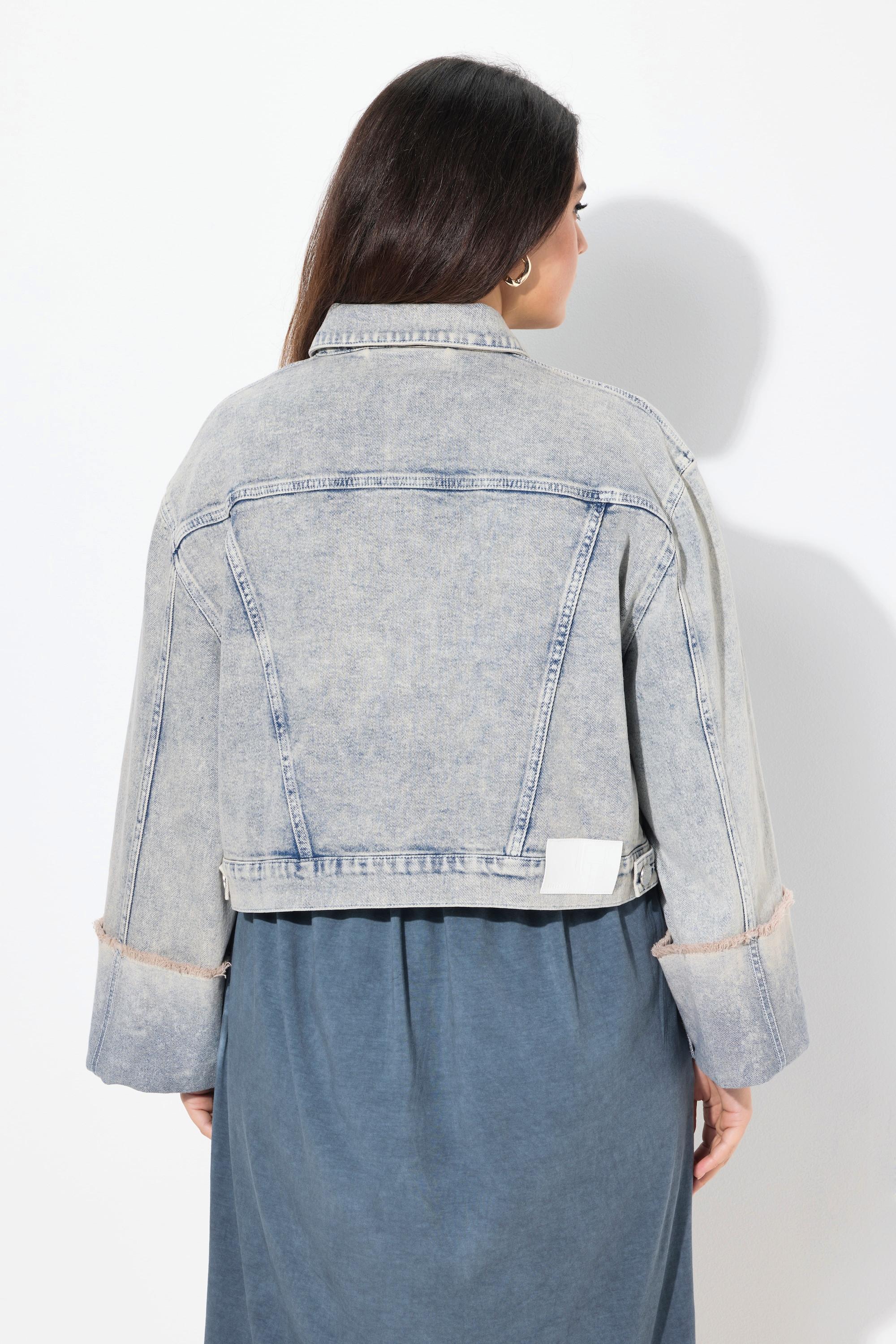 Ulla Popken Giacca di jeans stretch Collo a camicia Maniche lunghe  