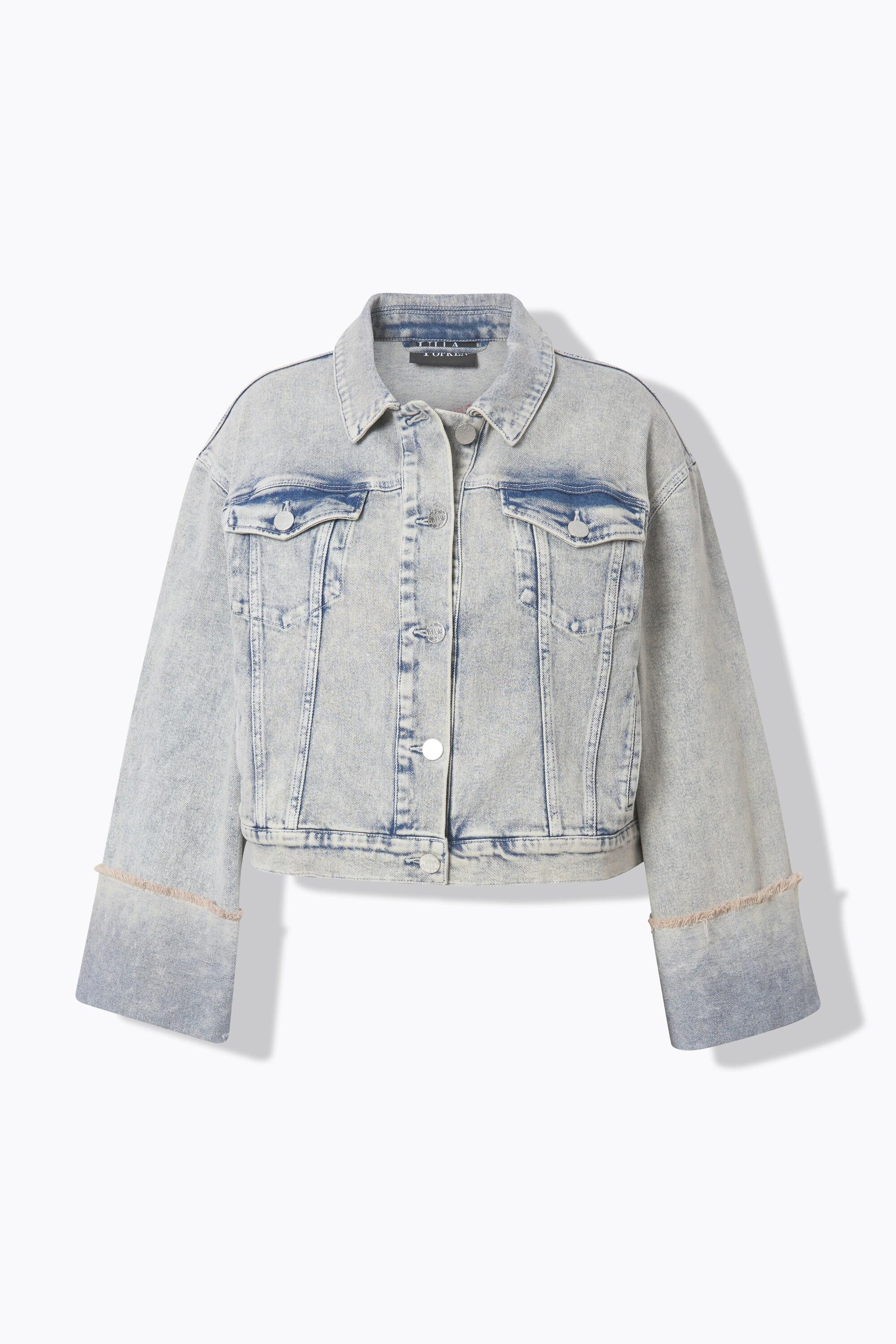 Ulla Popken Giacca di jeans stretch Collo a camicia Maniche lunghe  