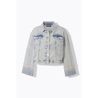 Ulla Popken Giacca di jeans stretch Collo a camicia Maniche lunghe  