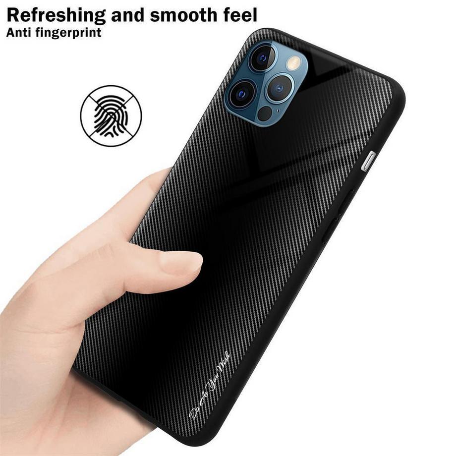 Cadorabo  Housse compatible avec Apple iPhone 13 PRO - Aspect rayé - Coque de protection en silicone TPU et dos en verre trempé 