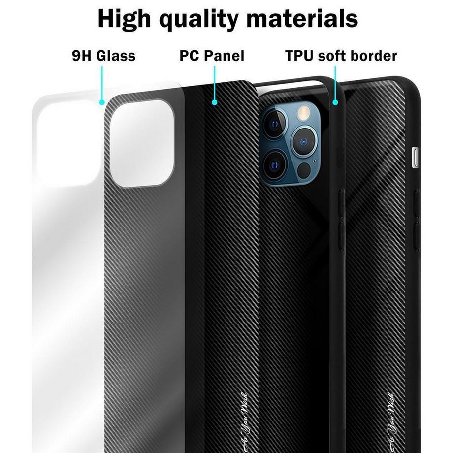 Cadorabo  Housse compatible avec Apple iPhone 13 PRO - Aspect rayé - Coque de protection en silicone TPU et dos en verre trempé 