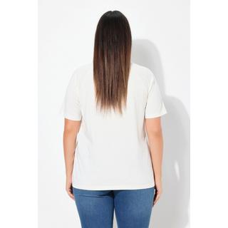 Ulla Popken T-shirt Classique Brodé Col V Manches Courtes Chauve-souris  