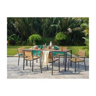 Vente-unique Table à manger de jardin en acacia et aluminium anthracite - 6 couverts - L160 cm - MILIES de MYLIA  