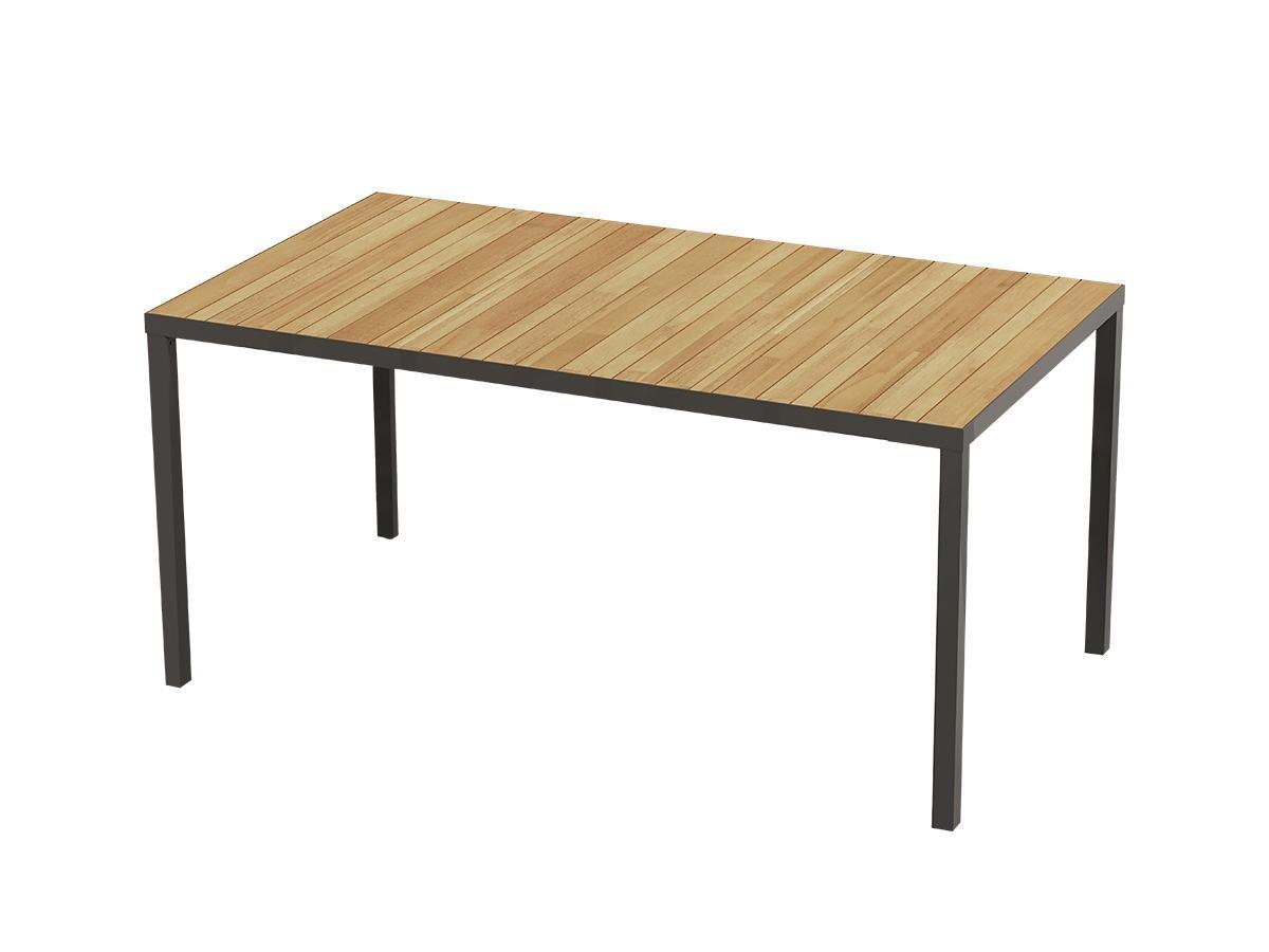 Vente-unique Table à manger de jardin en acacia et aluminium anthracite - 6 couverts - L160 cm - MILIES de MYLIA  