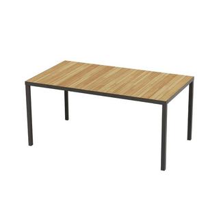 Vente-unique Table à manger de jardin en acacia et aluminium anthracite - 6 couverts - L160 cm - MILIES de MYLIA  