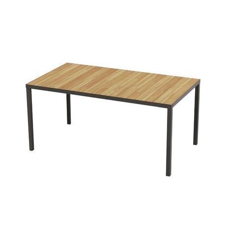 Vente-unique Table à manger de jardin en acacia et aluminium anthracite - 6 couverts - L160 cm - MILIES de MYLIA  