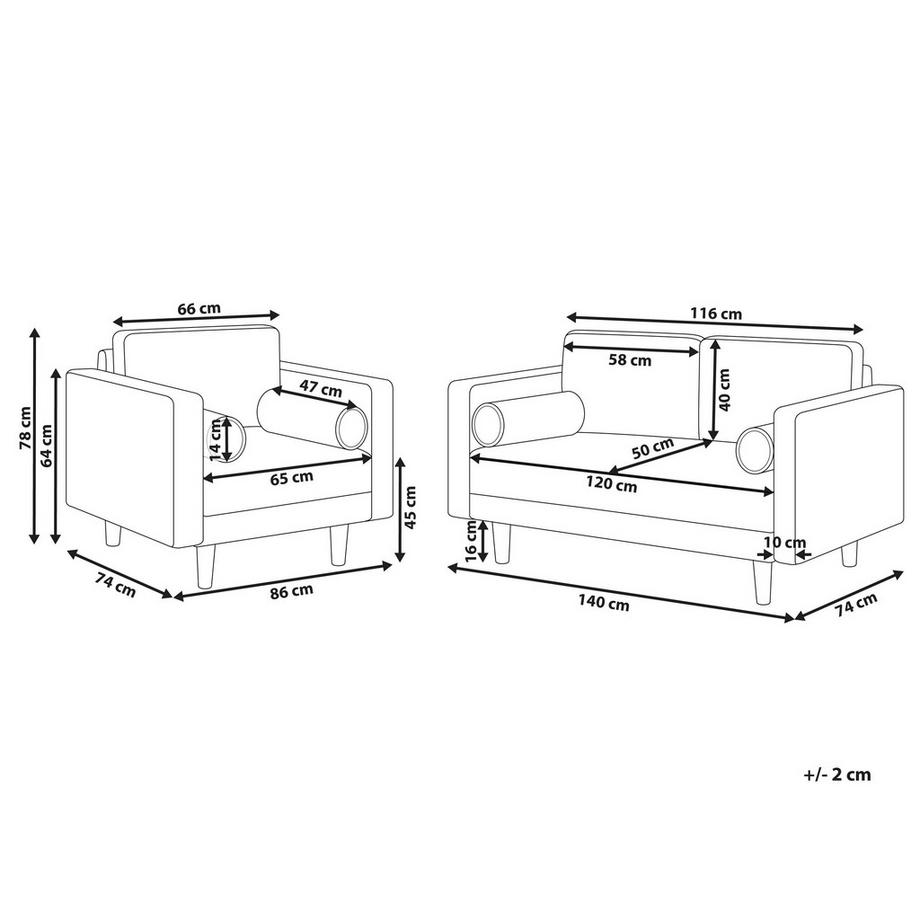 Beliani Wohnzimmer Set aus Stoff Retro NURMO  