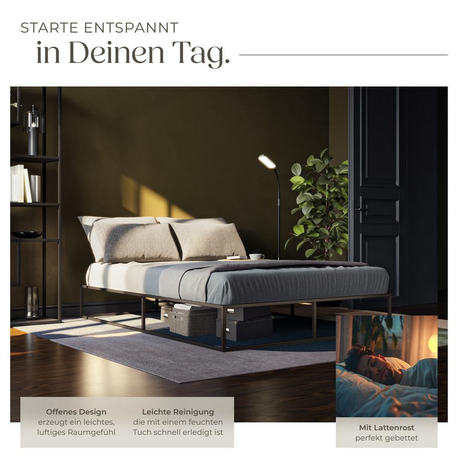 Tectake Kyoto Metallrahmenbett mit Lattenrost 250 kg  