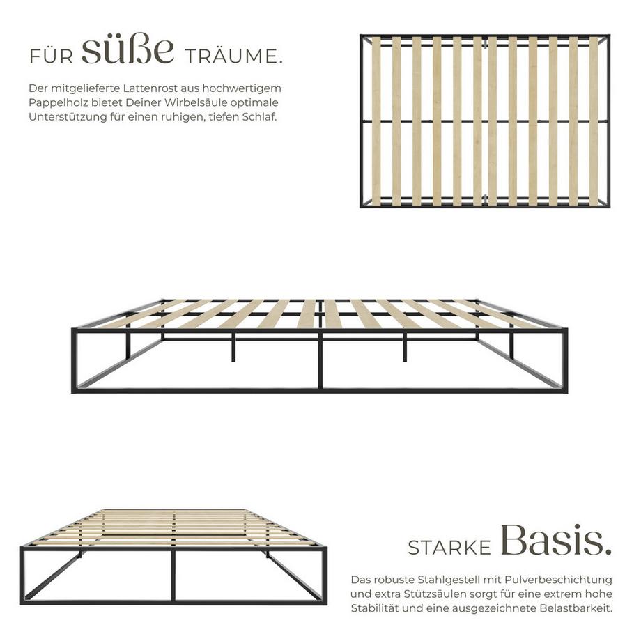 Tectake Kyoto Metallrahmenbett mit Lattenrost 250 kg  
