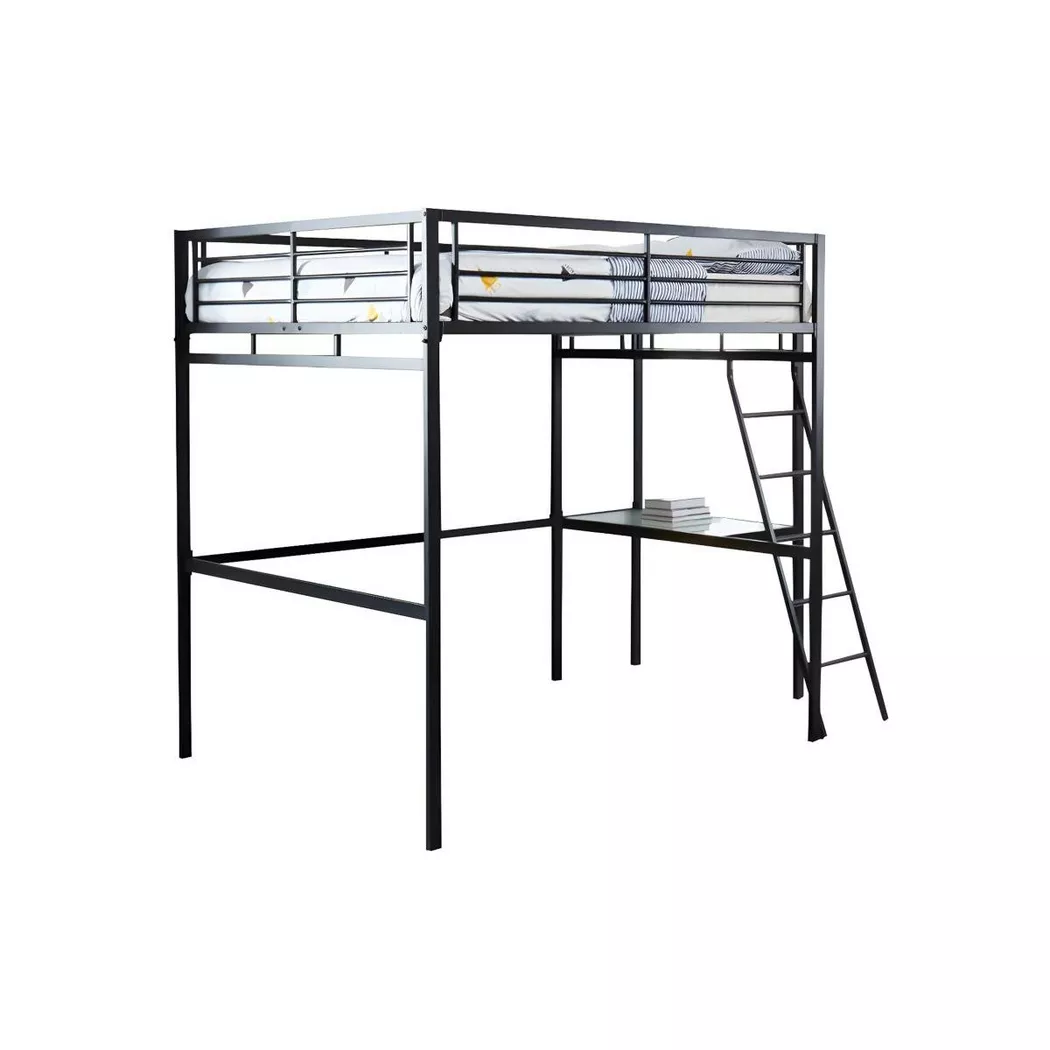 Vente-unique - Lit mezzanine CASUAL II plateforme bureau, 140X190CM, Anthracite