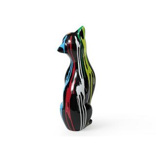 Vente-unique Grande statue de chat en résine - L.24 x P. 13 x H.53 cm - Multicolore - MINIRIA  