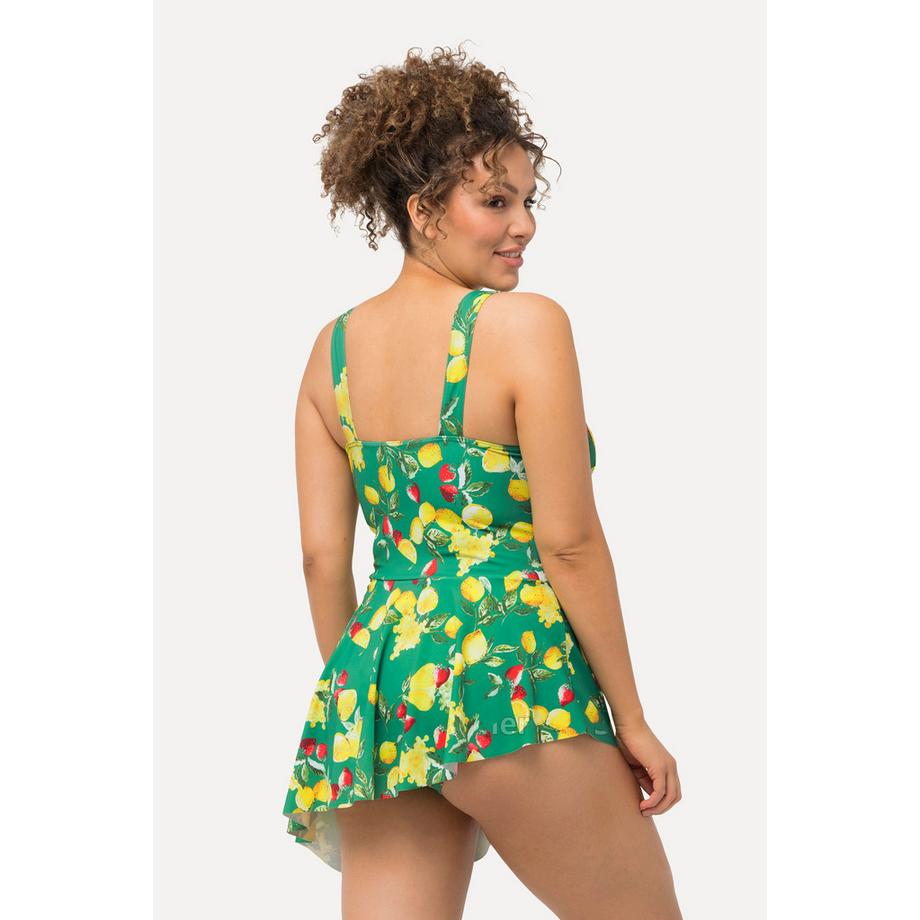 Ulla Popken Badekleid Zitronen Softcups Asymmetrischer Saum  
