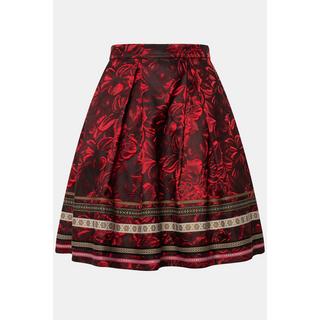 Ulla Popken Rock A-Linie Jacquard Blütenmuster Zierbänder  