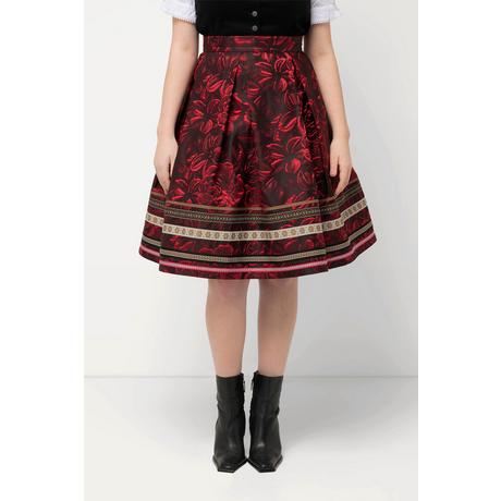 Ulla Popken Rock A-Linie Jacquard Blütenmuster Zierbänder  