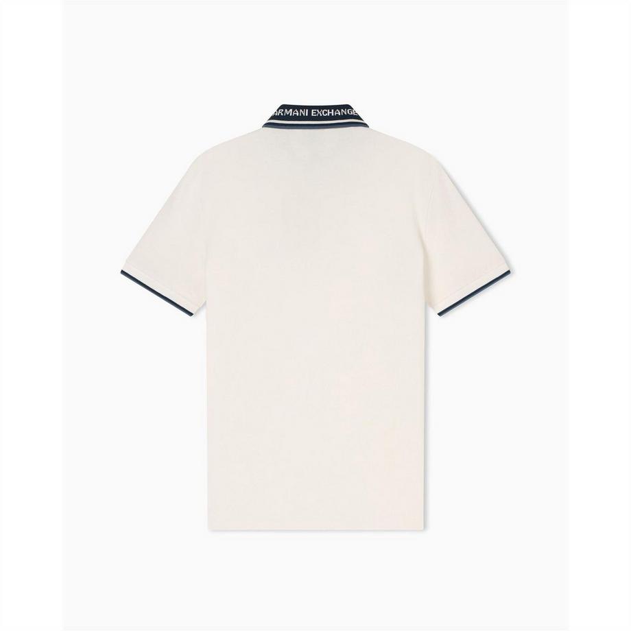 Armani Exchange Maglietta Polo Maniche Corte con Logo e Dettaglio a Righe  