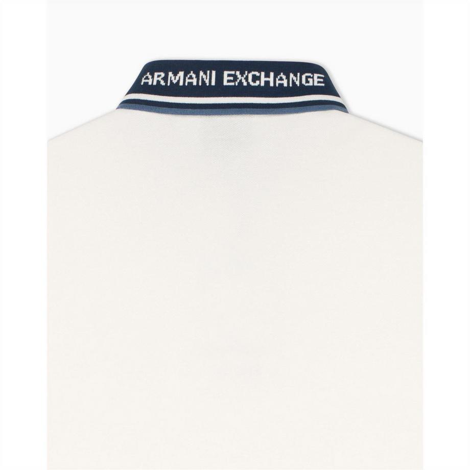 Armani Exchange Maglietta Polo Maniche Corte con Logo e Dettaglio a Righe  