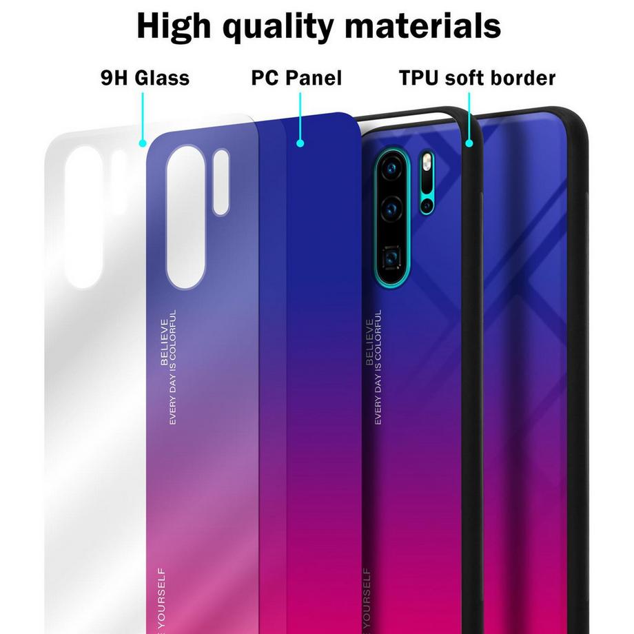 Cadorabo  Housse compatible avec Huawei P30 PRO - Coque de protection bicolore en silicone TPU et dos en verre trempé 