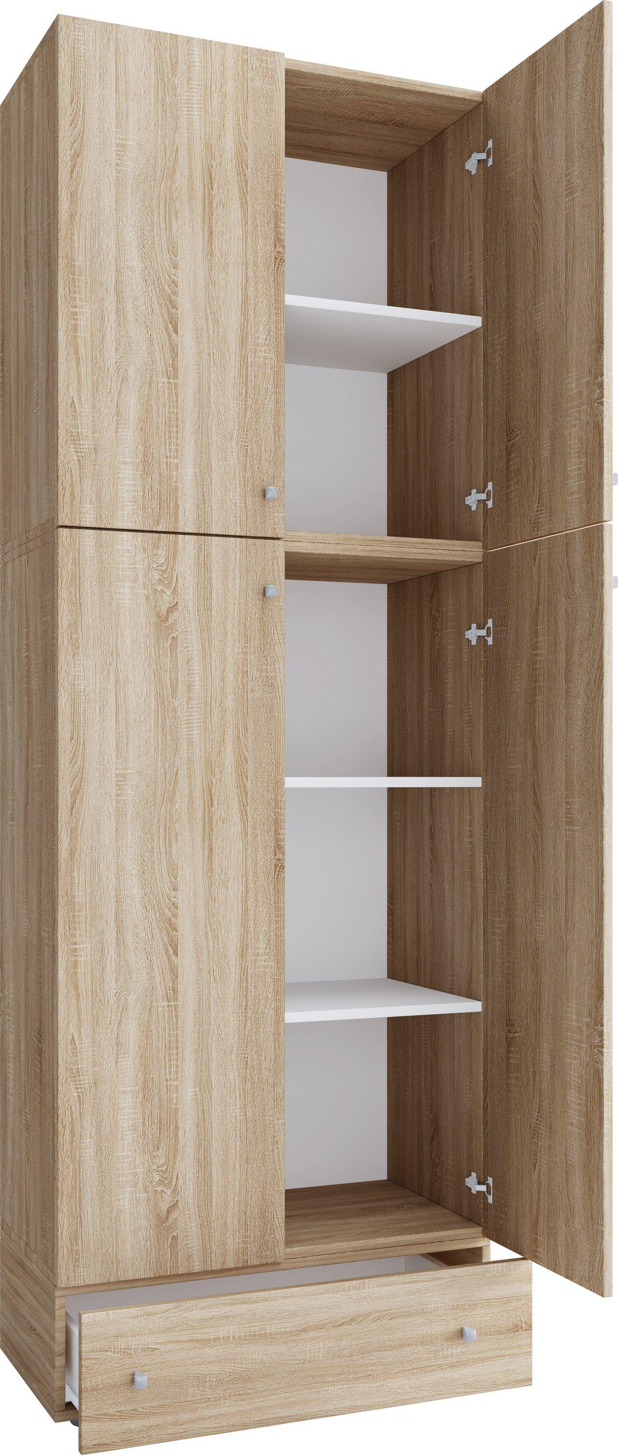 VCM XXL Büroschrank mit 5 Fächern und einer Schublade | moderner Aktenschrank mit Drehtüren | Maße ca. H. 200 x B. 70 x T. 39 cm – Lona 5-Fach  